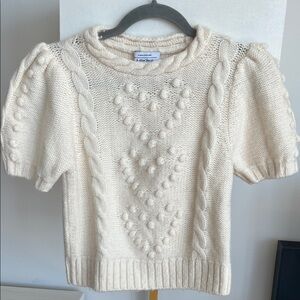 & Other Stories Cream Cable Knit Short Sleeve Sweater